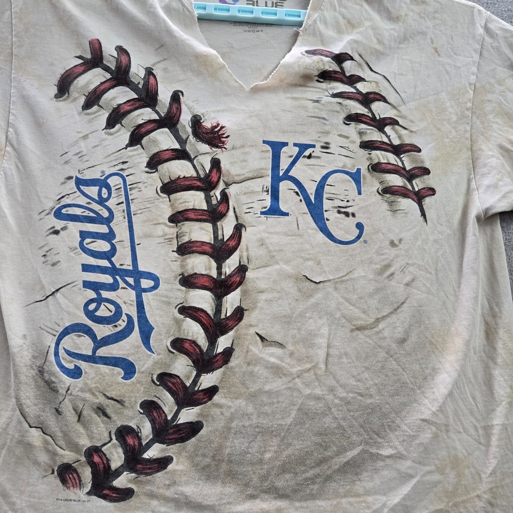 Kansas City Royals Men Shirt 2XL White 2014 Hardball Liquid Blue MLB Tee READ